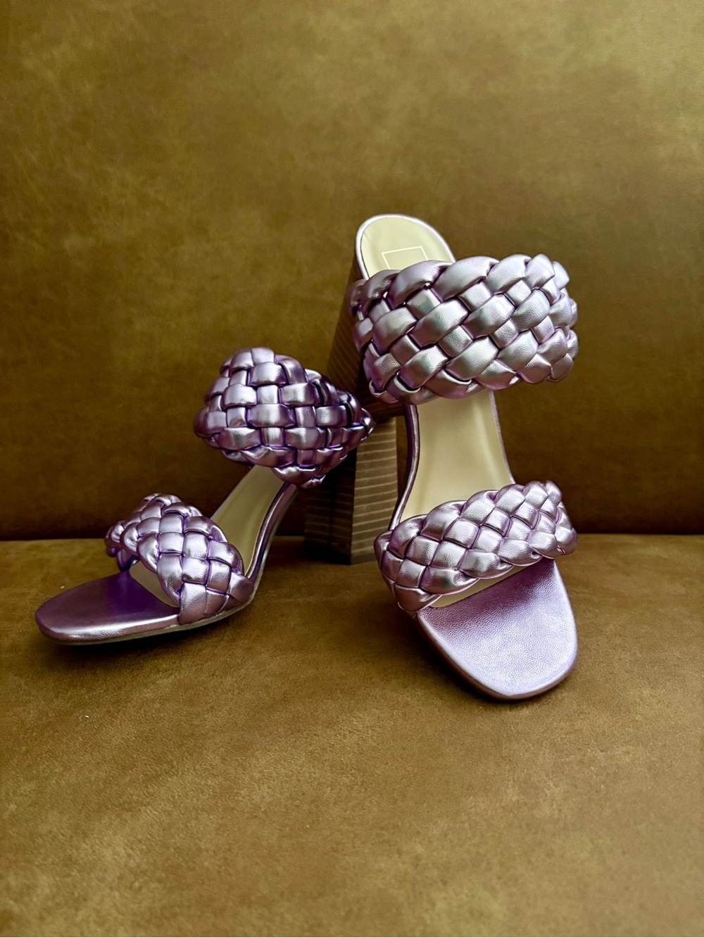 ShuShop Heaven Heel Sandal In Metallic Purple. Size 6.5. NIB